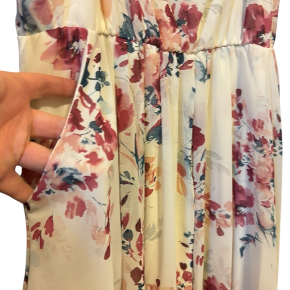 NWT‎ Torrid Women's Floral Midi Chiffon Pleated Dress White/Pinks Size 0 - Picture 4 of 9